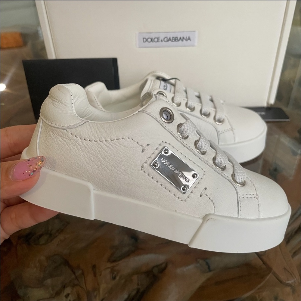 NWT! Dolce & Gabbana Calfskin Portofino Toddler Sneakers